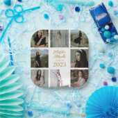 Klassisch und einfach weiß | Abschluss Foto Grid Pappteller (Party)