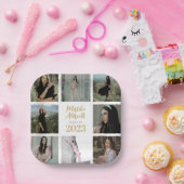 Klassisch und einfach weiß | Abschluss Foto Grid Pappteller (Party)