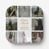 Klassisch und einfach weiß | Abschluss Foto Grid Pappteller (Vorderseite)