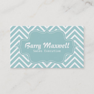 Klassisch und elegant, blau-weißes Chevron-Muster Visitenkarte
