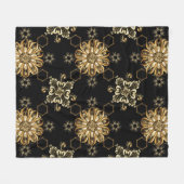 Klassisch Vintag: Golden Oriental Seamless. Fleecedecke (Vorderseite (Horizontal))