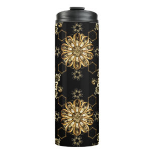Klassisch Vintag: Golden Oriental Seamless. Thermosbecher