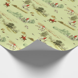Klassisch-vintage englische Pferdereiter-Jagdhunde Geschenkpapier