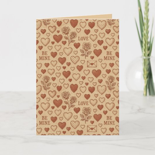 Klassisch, Vintage Valentinstag-Muster Karte (Vorderseite)