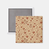 Klassisch, Vintage Valentinstag-Muster Magnet (Vorderseite/Rückseite)