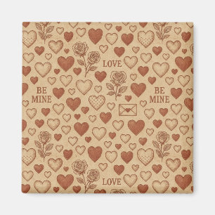 Klassisch, Vintage Valentinstag-Muster Magnet