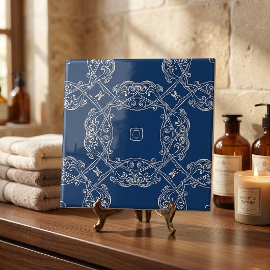 Klassisch Vintages Cobalt Blau und Weiß Fliese