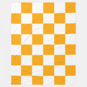 Klassisch Weiß mit hellorangem Quadrat-Design Fleecedecke (Vorderseite)
