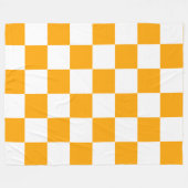 Klassisch Weiß mit hellorangem Quadrat-Design Fleecedecke (Vorderseite (Horizontal))