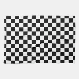 Klassisch weiß mit schwarzem quadratischem Musters Geschirrtuch