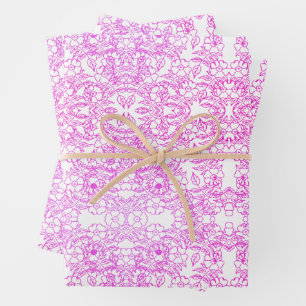 klassisch weiß und rosa Floral Aquarell elegant Geschenkpapier Set