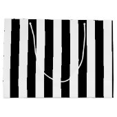 Klassisch weiß und schwarz gestreift große geschenktüte (Rückseite)