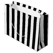 Klassisch weiß und schwarz gestreift große geschenktüte (Rückseite Schrägansicht)