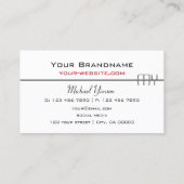 Klassisch weiß und schwarz mit Monogramm Beruflich Visitenkarte (Rückseite)