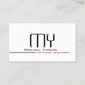 Klassisch weiß und schwarz mit Monogramm Beruflich Visitenkarte (Vorderseite)