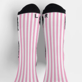 Klassisch Weiße und Sanft Rosa Gestreifte Dekorati Socken