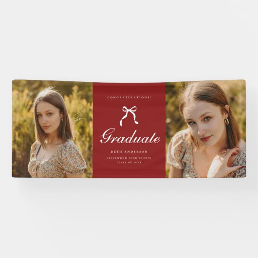 Klassische 2-Foto-Script Coquette-Abschlussfeier Banner (Horizontal)
