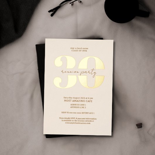 Klassische 30-jährige Wiedersehen mit minimalistis Folieneinladung