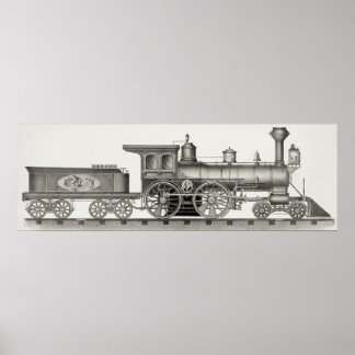Klassische 4-4-0-amerikanische Lokomotive Poster