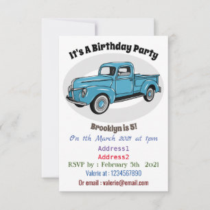 Klassische Abbildung des Cartoon eines LKW Einladung