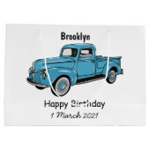 Klassische Abbildung des Cartoon eines LKW Große Geschenktüte (Rückseite)