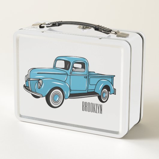 Klassische Abbildung des Cartoon eines LKW Metall Brotdose (Rückseite)