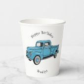 Klassische Abbildung des Cartoon eines LKW Pappbecher (Rückseite)