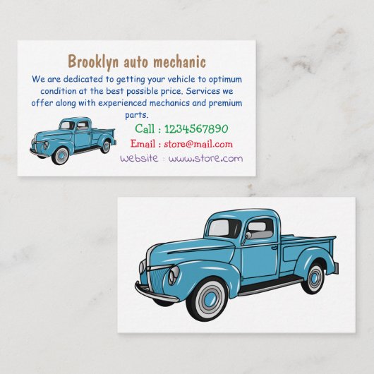 Klassische Abbildung des Cartoon eines LKW Visitenkarte (Vorne/Hinten)