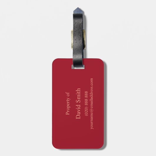 Klassische Abstrakte rote und schwarze Monogramm-G Gepäckanhänger (Rückseite vertikal)