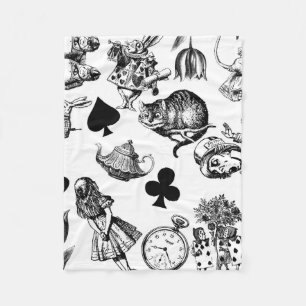 Klassische Alice-Abenteuer in Wunderland-Figuren Fleecedecke