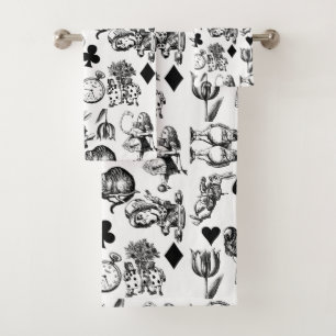 Klassische Alice-im-Wunderland-Figuren Badhandtuch Set