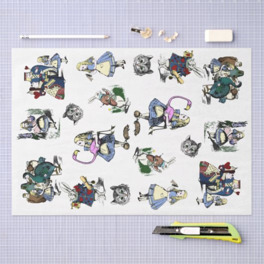 Klassische Alice im Wunderland Kaninchen-Cheshire- Seidenpapier (Handwerk)