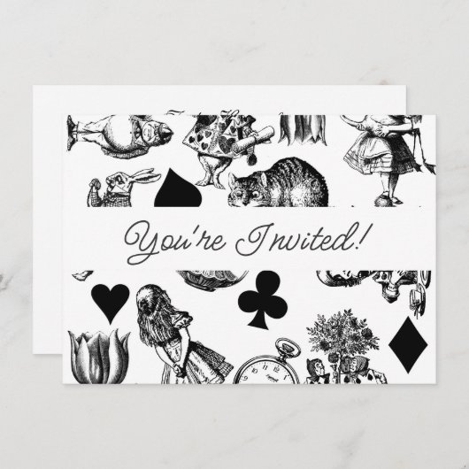Klassische Alice im Wunderland: Original Einladung (Vorne/Hinten)