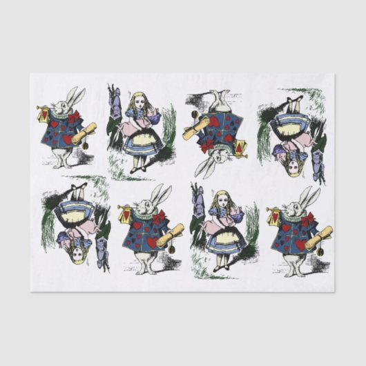 Klassische Alice im Wunderland u. weißes Kaninchen Seidenpapier (Vorderseite)