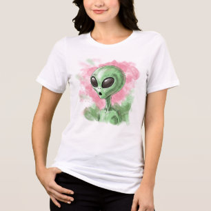 Klassische Alien-Illustration Tri-Blend Shirt