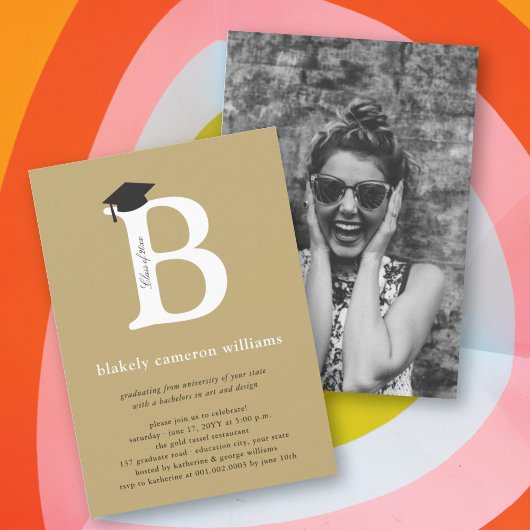 Klassische Alphabet-B-Foto-Graduationspartei Einladung