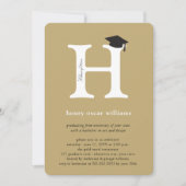 Klassische Alphabet-H-Foto-Graduierungspartei Einladung (Vorderseite)