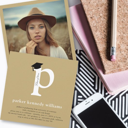 Klassische Alphabet-P-Foto-Graduationspartei für M Einladung