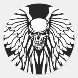 Klassische Alte Schule Skull Wings Illustration Runder Aufkleber