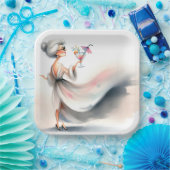 Klassische ältere Frau mit Party Drink Pappteller (Party)