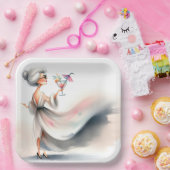 Klassische ältere Frau mit Party Drink Pappteller (Party)