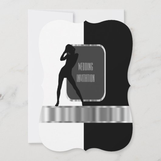 Klassische Alternative Schwarz-Weiß-Hochzeit Einladung (Rückseite)