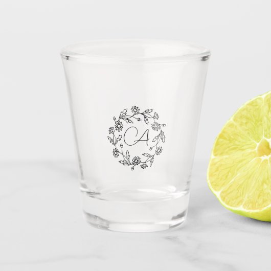 Klassische Altersvorsorge moderne Blume schwarz Schnapsglas (Vorderseite)