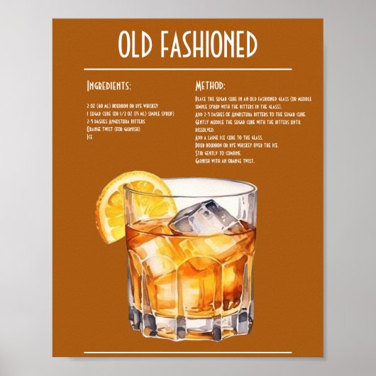 Klassische altmodische Recipe Bar Poster (Vorne)