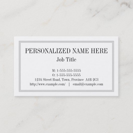 Klassische, altmodische Visitenkarte (Vorderseite)