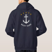 Klassische Anker Gold Stars Boat Name Navy Hoodie (Rückseite)