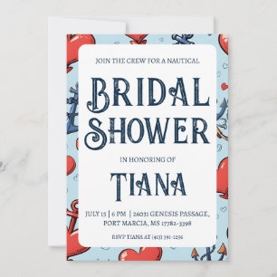 Klassische Ankereinladungen für nautische Polterab Einladung