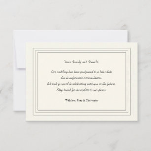 Klassische Ankündigungskarte für eine Verschiebung Ankündigung