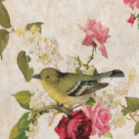 Klassische antike Creme Vintag Bird Rose & Florals