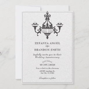klassische antike Kronleuchter Hochzeit Jubiläum Einladung